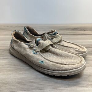 Hey Dude Wendy Flora Sunflower Beige Embroidered Pull On Casual Shoes Womens 12